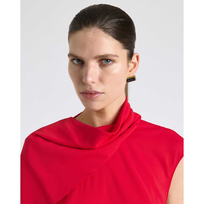 Cue Raspberry Stretch Viscose Scarf Tipped Sleeve Top image number 2